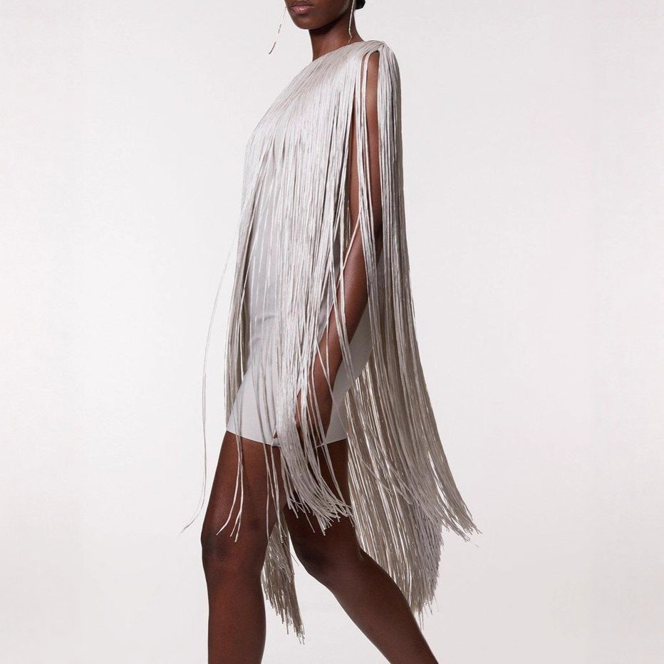 Sleek and Playful Tassel Skirt Party Dress for Women - DivaBiba Fashion House
