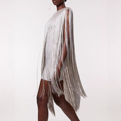 Sleek and Playful Tassel Skirt Party Dress for Women - DivaBiba Fashion House
