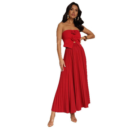 Solid-color Chic High-waisted Pleated Skirt for Women - DivaBiba Fashion House