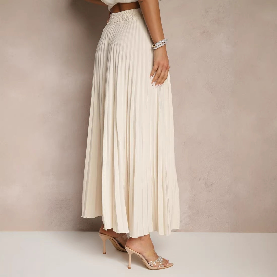 Solid-color Chic High-waisted Pleated Skirt for Women - DivaBiba Fashion House