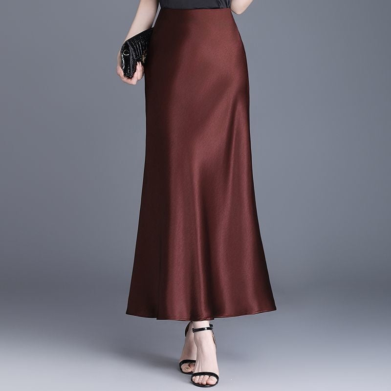 Slimming Mid-length Straight A-line Long Skirt