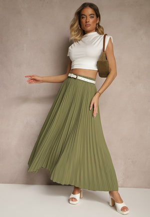 Solid-color Chic High-waisted Pleated Skirt for Women - DivaBiba Fashion House