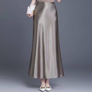 Slimming Mid-length Straight A-line Long Skirt