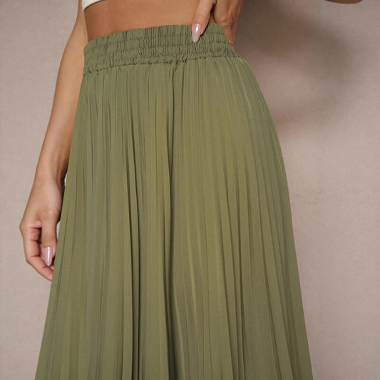 Solid-color Chic High-waisted Pleated Skirt for Women - DivaBiba Fashion House
