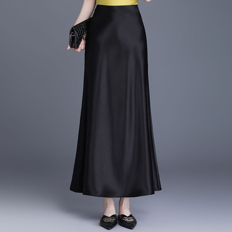 Slimming Mid-length Straight A-line Long Skirt