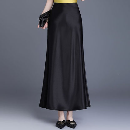 Slimming Mid-length Straight A-line Long Skirt