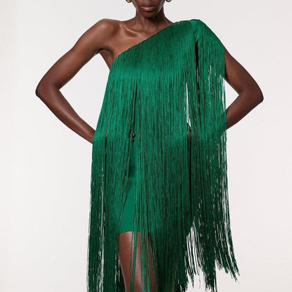 Sleek and Playful Tassel Skirt Party Dress for Women - DivaBiba Fashion House