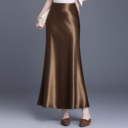 Slimming Mid-length Straight A-line Long Skirt