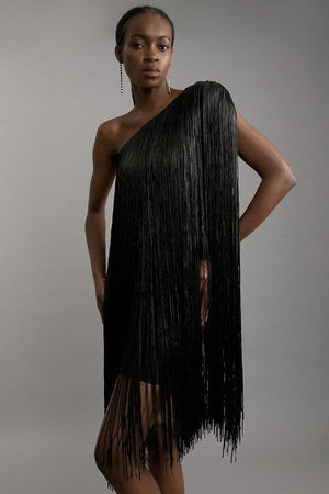 Sleek and Playful Tassel Skirt Party Dress for Women - DivaBiba Fashion House