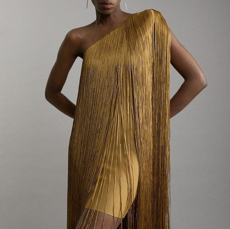 Sleek and Playful Tassel Skirt Party Dress for Women - DivaBiba Fashion House