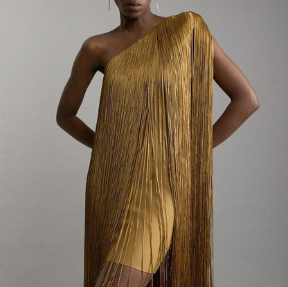Sleek and Playful Tassel Skirt Party Dress for Women - DivaBiba Fashion House